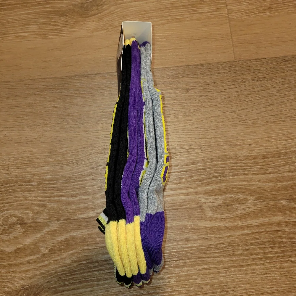 NBA Los Angeles Lakers Men Low Cut Socks 3 Pairs Shoe Size 6-12 New